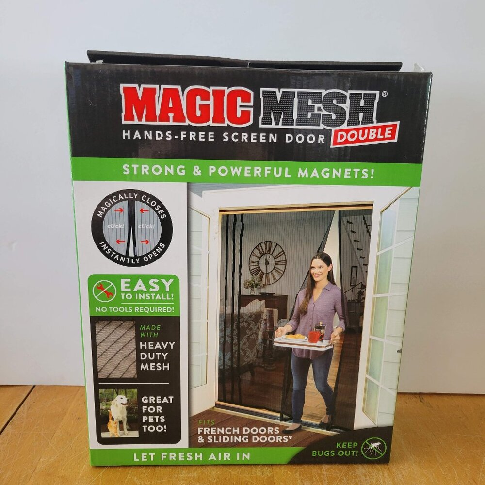 Magic Mesh Double Hands Free Magnetic Screen Door Fits French and Sliding Doors